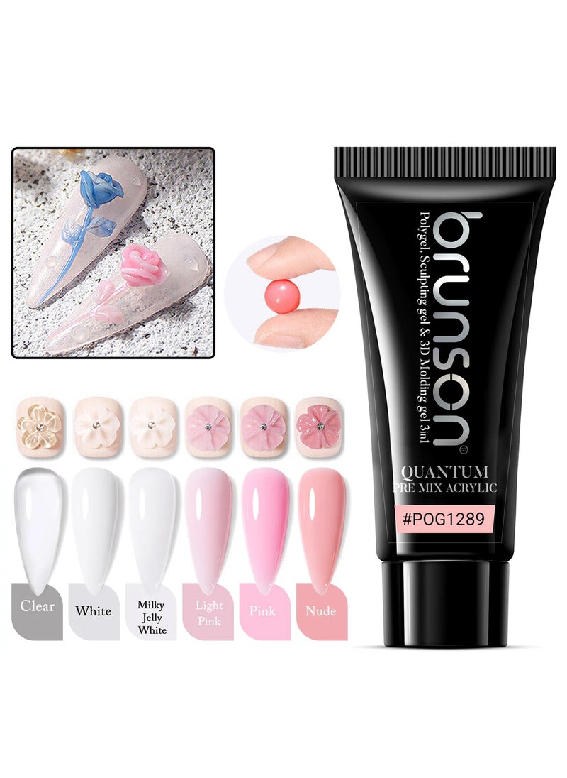brunson Quantum 3In1 Polygel: 60g Pre-Mix Acrylic Poly gel with Sculpting & 3D Molding, Soak-Off Gel for Nail Extensions, Durable Acrylic Nail & Builder Gel Nails, Hard Gel for Nail Extension, Manicure Nails  - Image 4