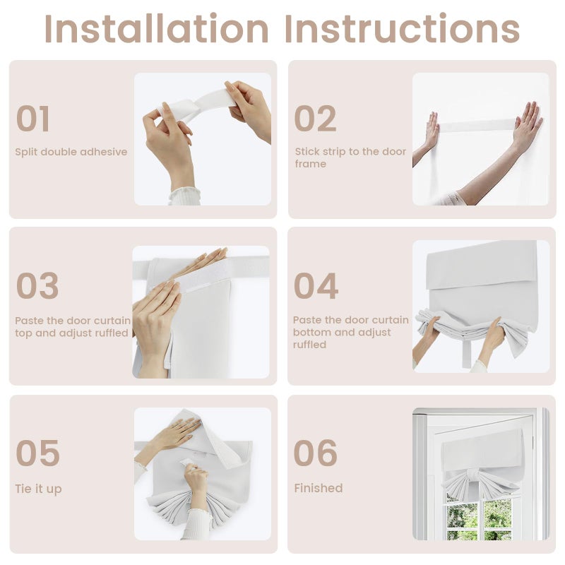 Vatge White Curtain for Small Door - Elegant French Door Curtains for Privacy Easy Installation Room Darkening Window Coverings, 1 Panel, W26 x L20, Grayish White - Image 3