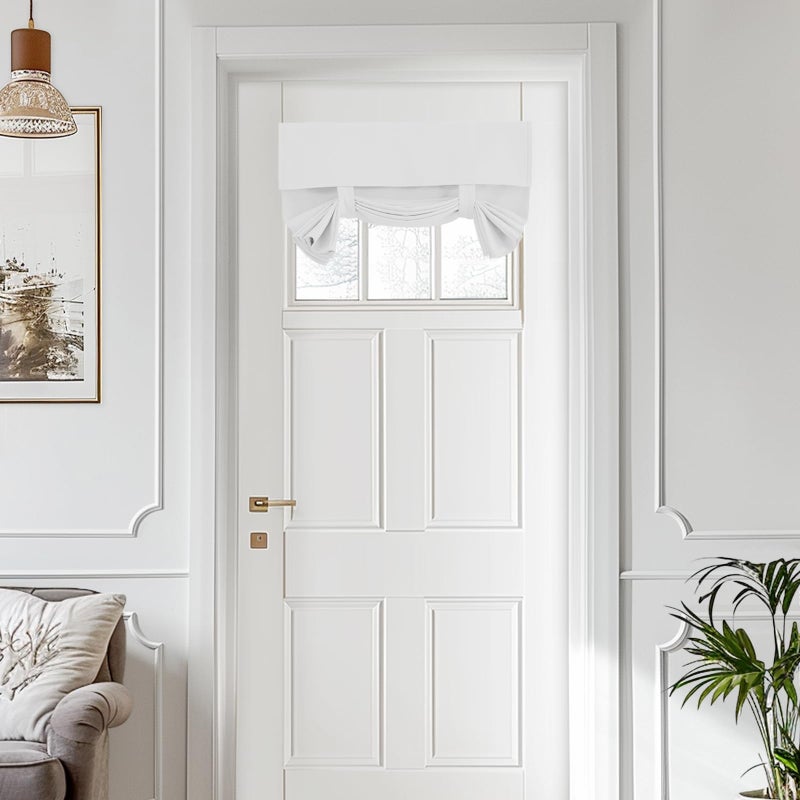 Vatge White Curtain for Small Door - Elegant French Door Curtains for Privacy Easy Installation Room Darkening Window Coverings, 1 Panel, W26 x L20, Grayish White - Image 1