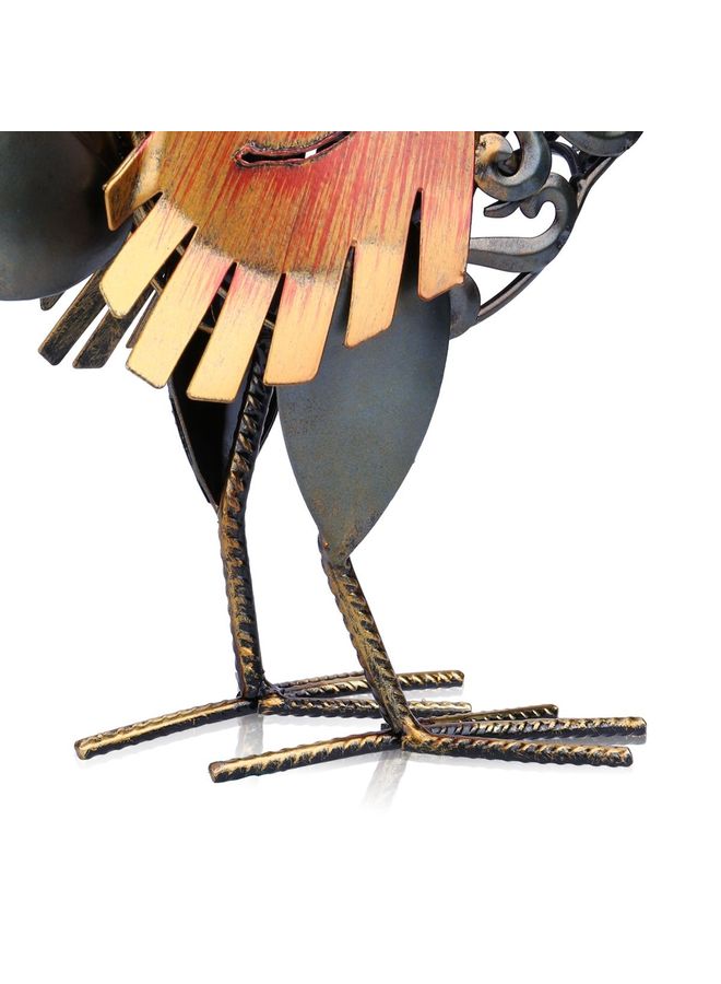 NIBEMINENT Carved Iron Rooster Metal Sculpture Multicolour 43.1 x 14.7 18.3cm - Image 3