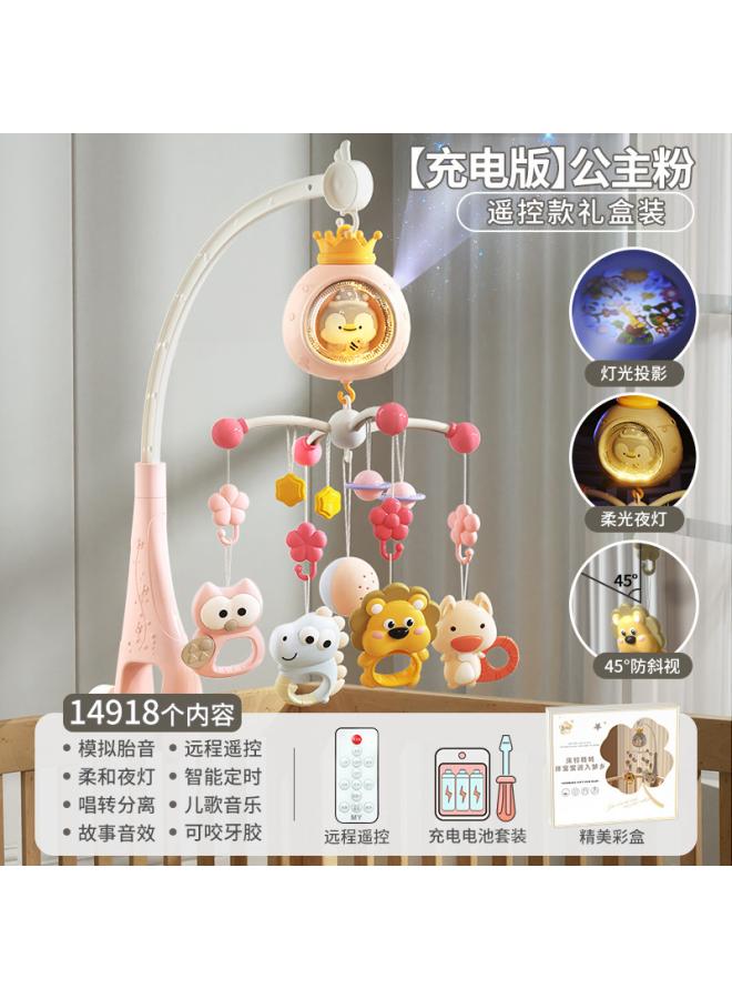 Newborn Educational Toys Electric Rotating Baby Bed Bell Bite Rattle Pendant Newborn Toy Gift Box 0- 2