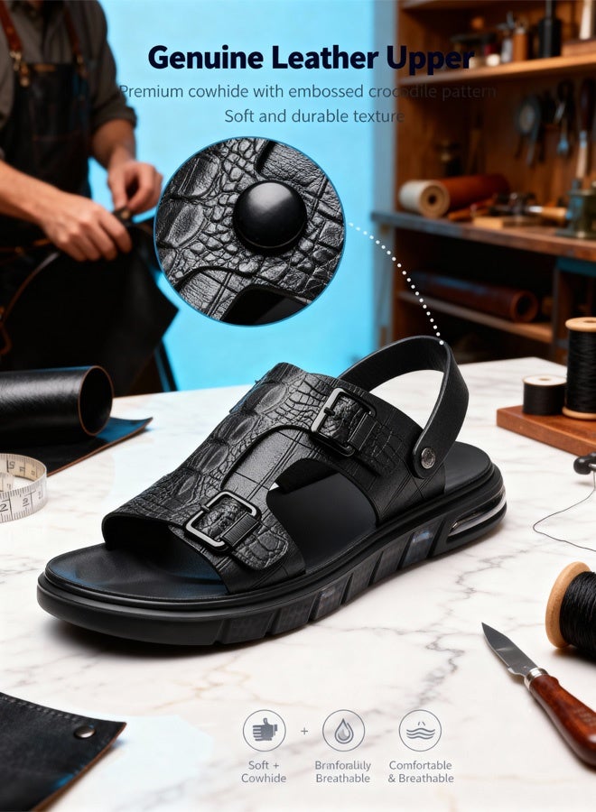 Men's Shock Absorbing Crocodile Pattern Thick Sole Flip Flop - Image 3