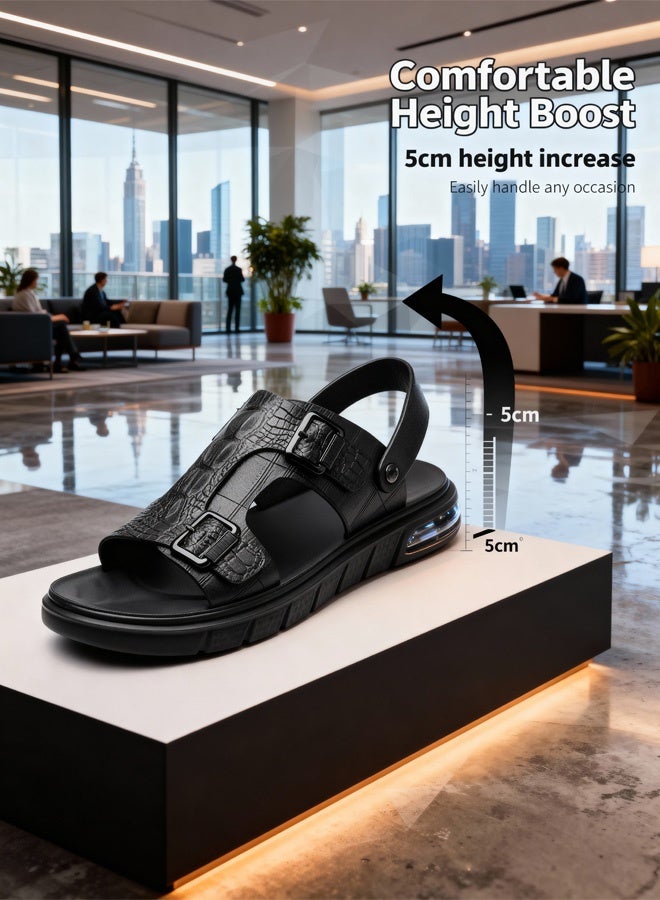 Men's Shock Absorbing Crocodile Pattern Thick Sole Flip Flop - Image 5
