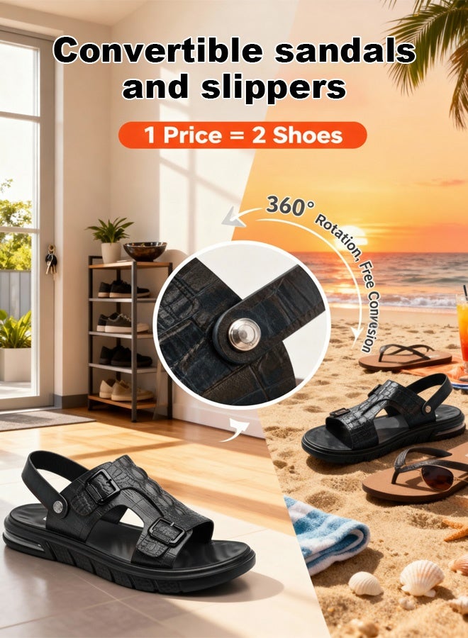 Men's Shock Absorbing Crocodile Pattern Thick Sole Flip Flop - Image 2