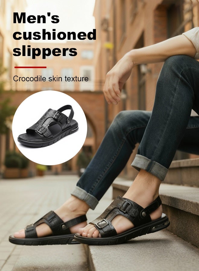 Men's Shock Absorbing Crocodile Pattern Thick Sole Flip Flop - Image 1