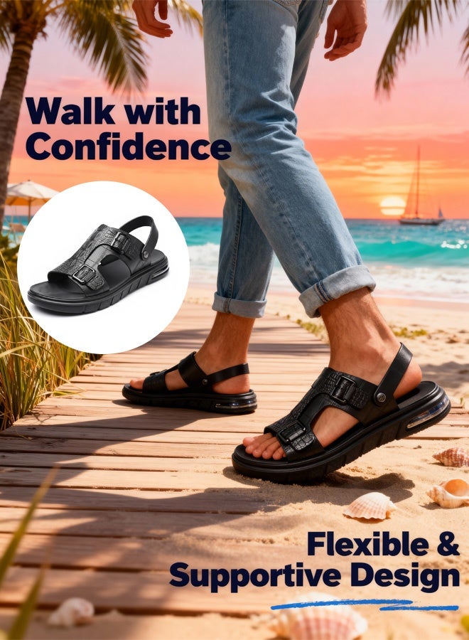 Men's Shock Absorbing Crocodile Pattern Thick Sole Flip Flop - Image 4