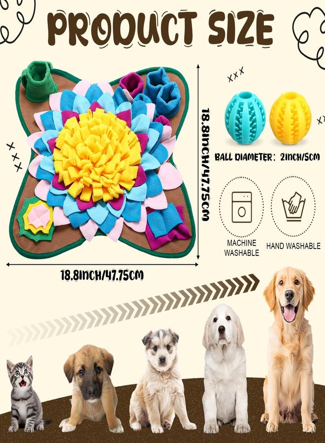 Arrowbash سجادة أروباش للشم للكلاب والقطط، مقاس 18.8 × 18.8 بوصة، سجادة تفاعلية للشم والتغذية مع عبوتين من كرات اللعب للجراء الصغيرة والمتوسطة، تشجع مهارات البحث عن الطعام الطبيعية والتدريب وتخفيف التوتر - Image 2