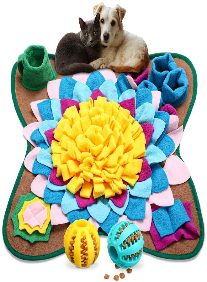 Arrowbash سجادة أروباش للشم للكلاب والقطط، مقاس 18.8 × 18.8 بوصة، سجادة تفاعلية للشم والتغذية مع عبوتين من كرات اللعب للجراء الصغيرة والمتوسطة، تشجع مهارات البحث عن الطعام الطبيعية والتدريب وتخفيف التوتر - Image 1