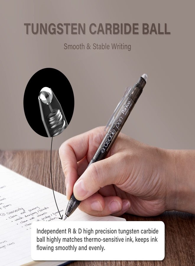 ParKoo Retractable Erasable Gel Pens Clicker Fine Point 0.7 mm, No Need for White Out, 6 Black/6 Blue Ink for Completing Sudoku and Crossword Puzzles - Image 4