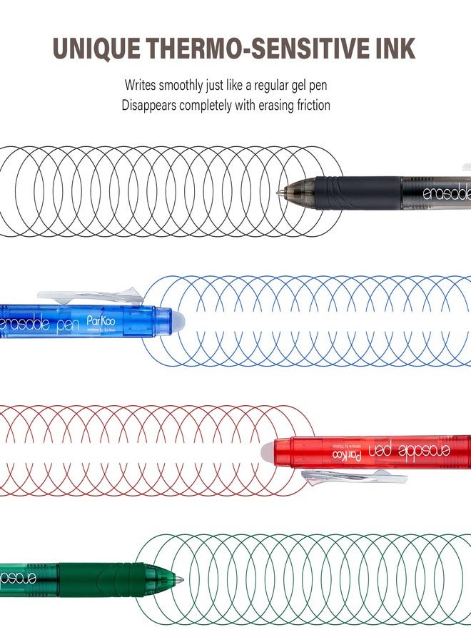 ParKoo Retractable Erasable Gel Pens Clicker Fine Point 0.7 mm, No Need for White Out, 6 Black/6 Blue Ink for Completing Sudoku and Crossword Puzzles - Image 3