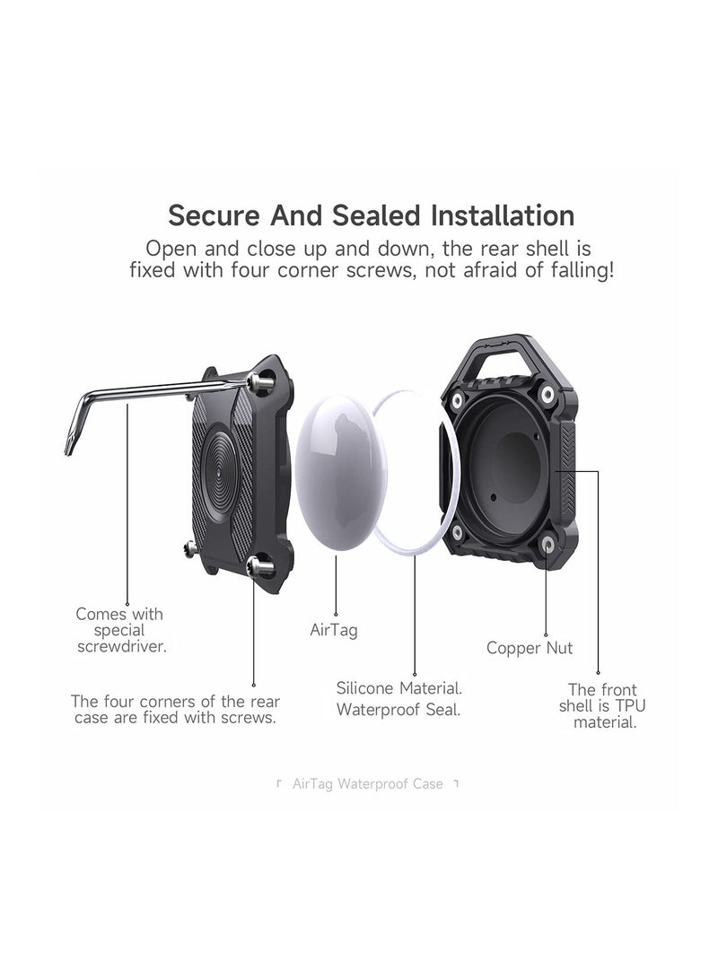 SOLARAE Waterproof Airtag Holder, 360° Full Protection TPU Case, Durable Keychain for Keys, Bags, Luggage, Dog Collars, Backpacks (2 Pack, Black) - Image 4