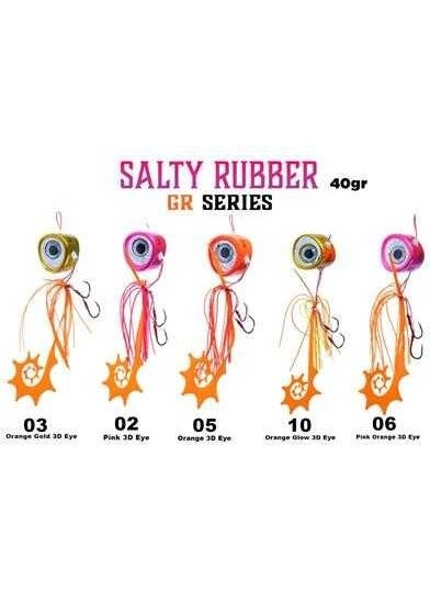 FUJIN - Salty Rubber 40GR gr Series Tai Rubber Set 10 Orange Glow 3D Eye - Image 1
