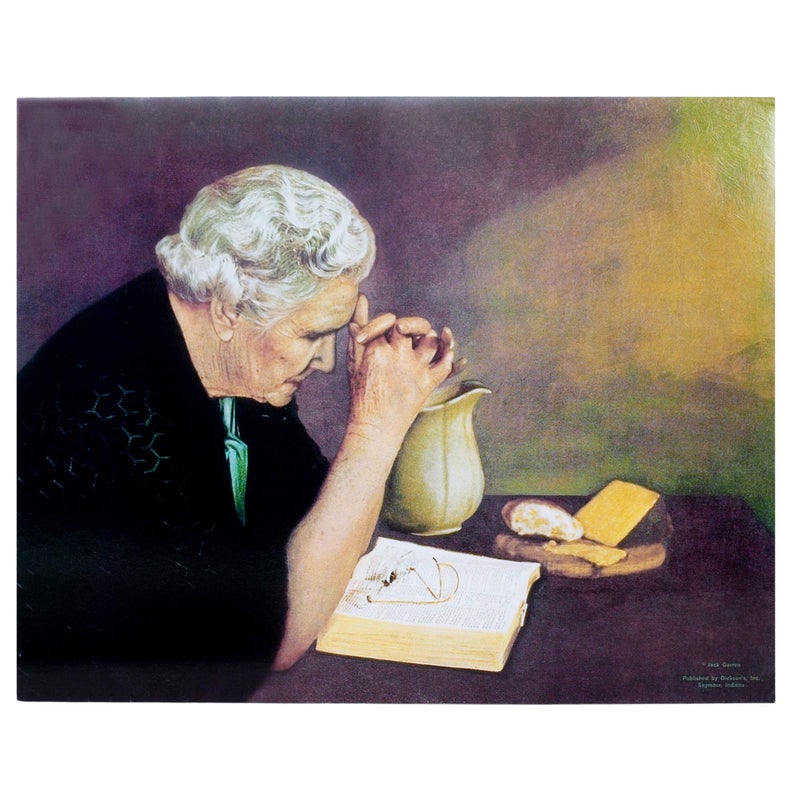 Dicksons Praying Wise Woman Over Bible Taupe Tones 10 x 13 Chipboard Wall Sign Plaque