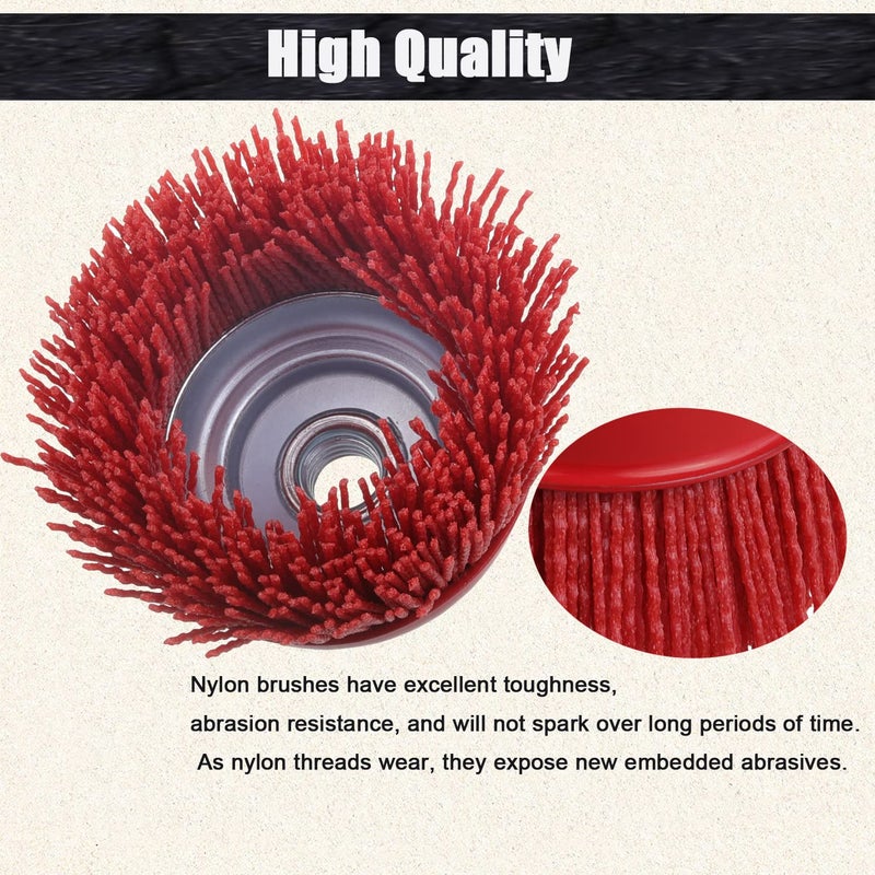 WENORA 4 Inch Abrasive Filament Nylon Cup Brush for Angle Grinder, 5/8" 11 Thread, Nylon Wheel Brush for Grinders -Remove Rust, Corrosion, Paint, for Surface Pre-Treatment of Various Metals (2 Pack) - Image 5