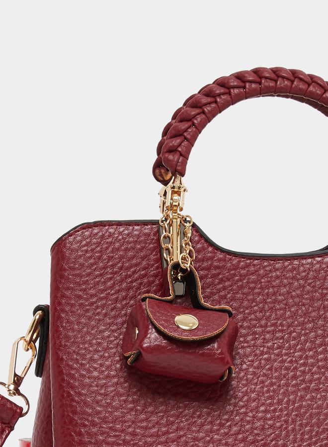 Styli Styli Textured Pouch Drop Handbag with Top Handle - Image 3