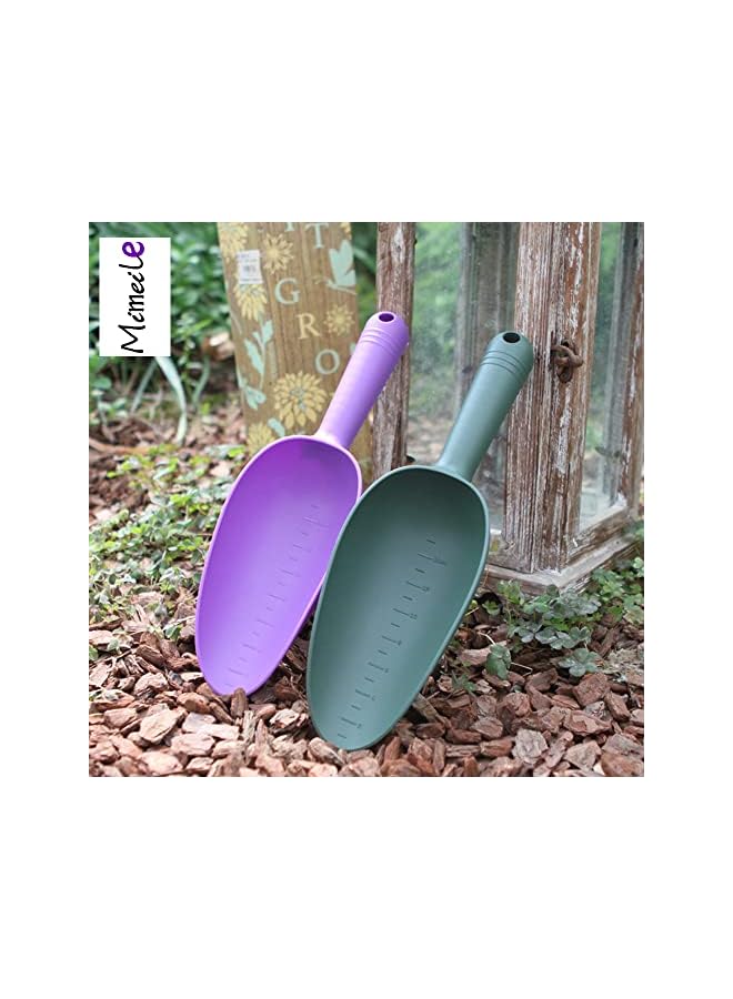 Mimeile Plastic Garden Shovel Hand Trowel Tool Non-Slip Potting Soil Scoop Flowerpot Transplanting Digging Weeding Planting Cultivation Sturdy Kids Beach Sand Toys Pet Food Scoop 2 Pcs - Image 2
