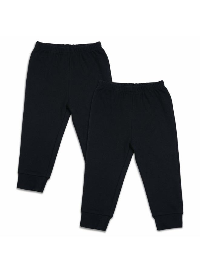 SOBOWO Solid Baby Sweatpants, Unisex Baby Toddler Cotton Crawling Pants for Newborn Boys Girls 0-24 Months, Black/Black, 0-3 Months - Image 1