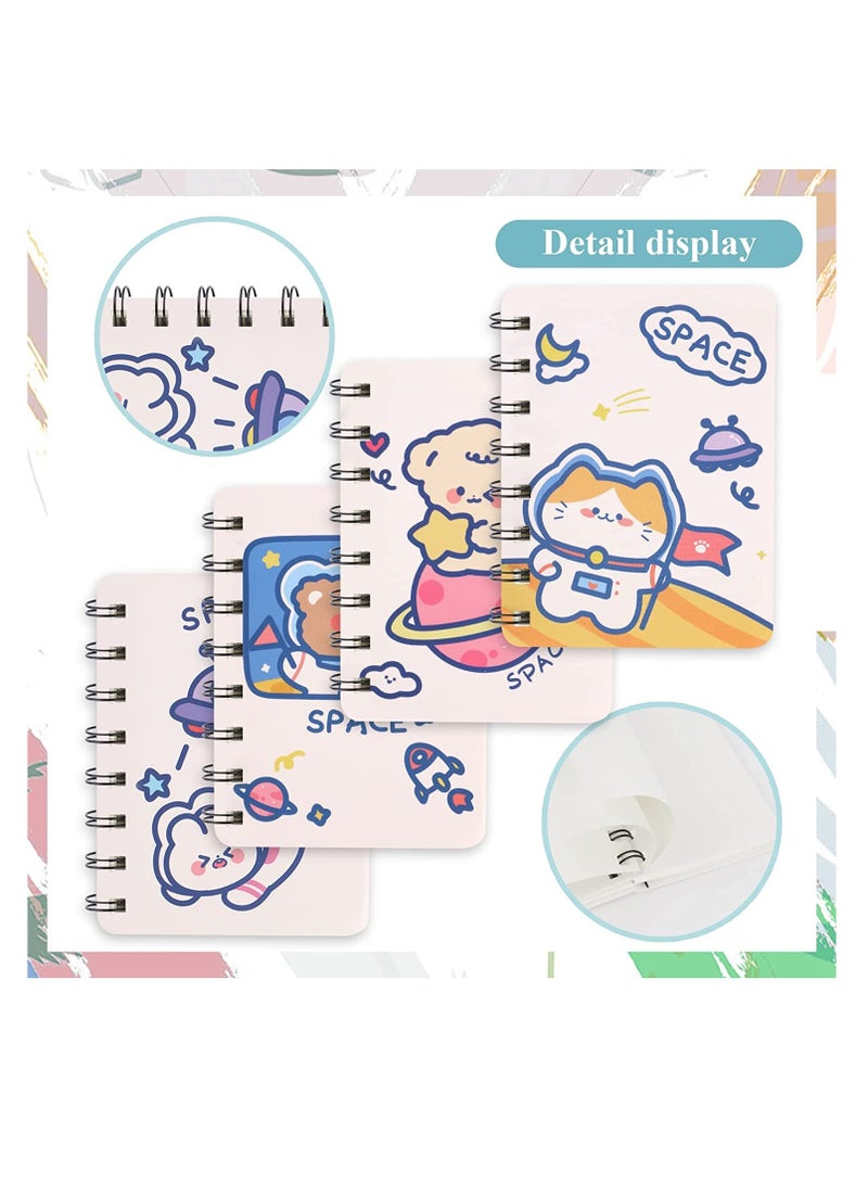 Zikra Mini Animal Cartoon Pocket Notebook Small Notepad Journal 4 packs Spiral portable note book Blank Paper memo scratch pads Thick Lined with Inner A7 - Image 2