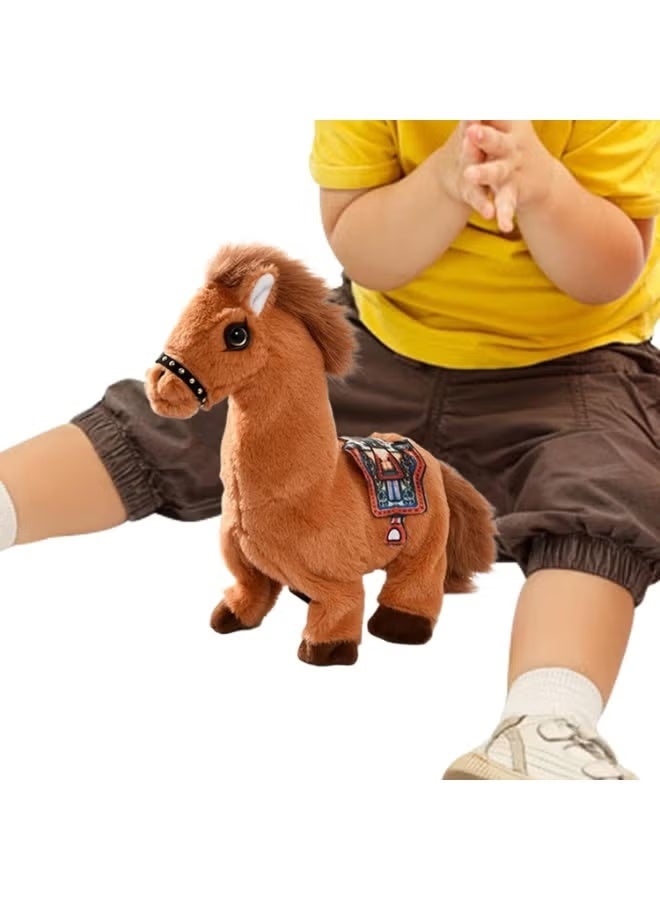 A super cute horse toy with a walking sound and a wagging tail for a fun experience for children (brown) - Image 2