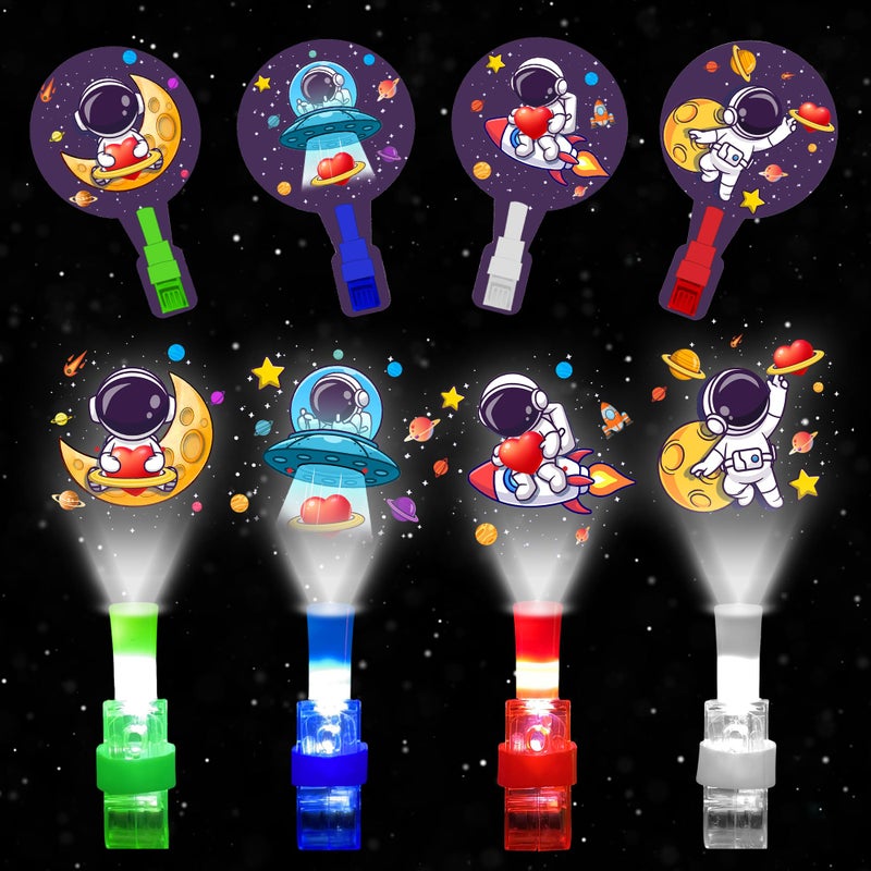 Gocozer Valentines Day Gifts for Kids 28 Pack LED Finger Lights with Space Astronaut themed Valentines Cards for Classroom Finger Flashlights Light Up Toys for Kids Bulk Preschool Valentines Gifts - Image 3
