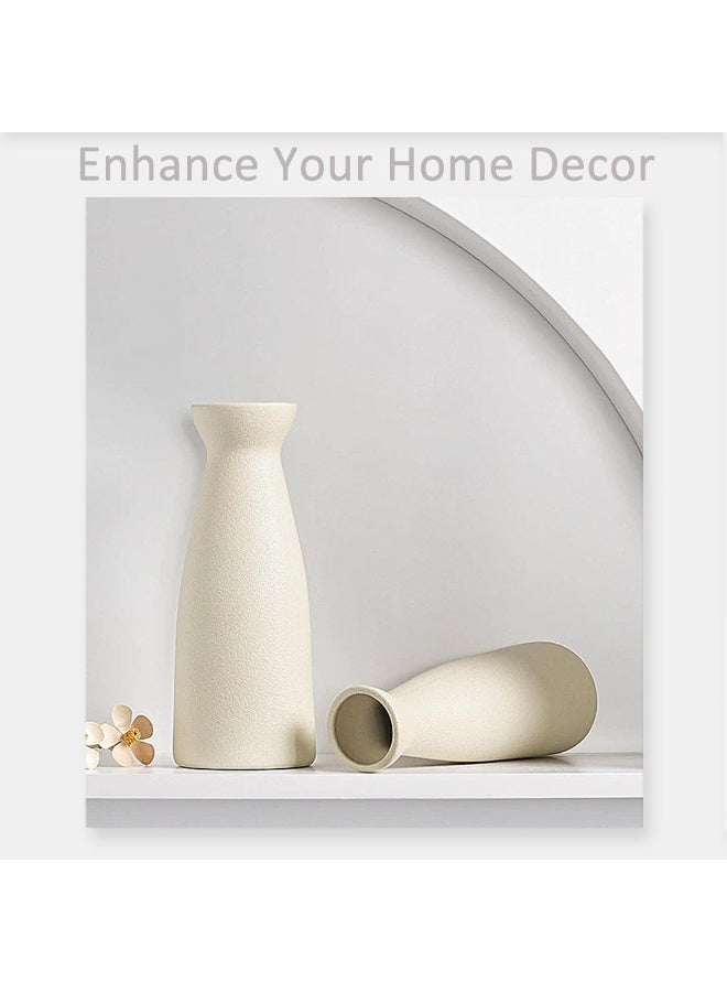 Ceramic Vase Set-3, Small Flower Vase for Home Decor, Put Dried Flowers & Pampas Grass, Modern Boho Farmhouse Style Decorative Vase for Entryway, Table, Shelf (Beige) - Image 2