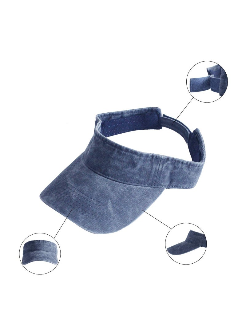 Generic 3 Pack Sun Visor Hats Cooling Lightweight Sports Adjustable Washed Cowboy Hat Twill Cotton Run Visors(White, Navy, Grey) - Image 3