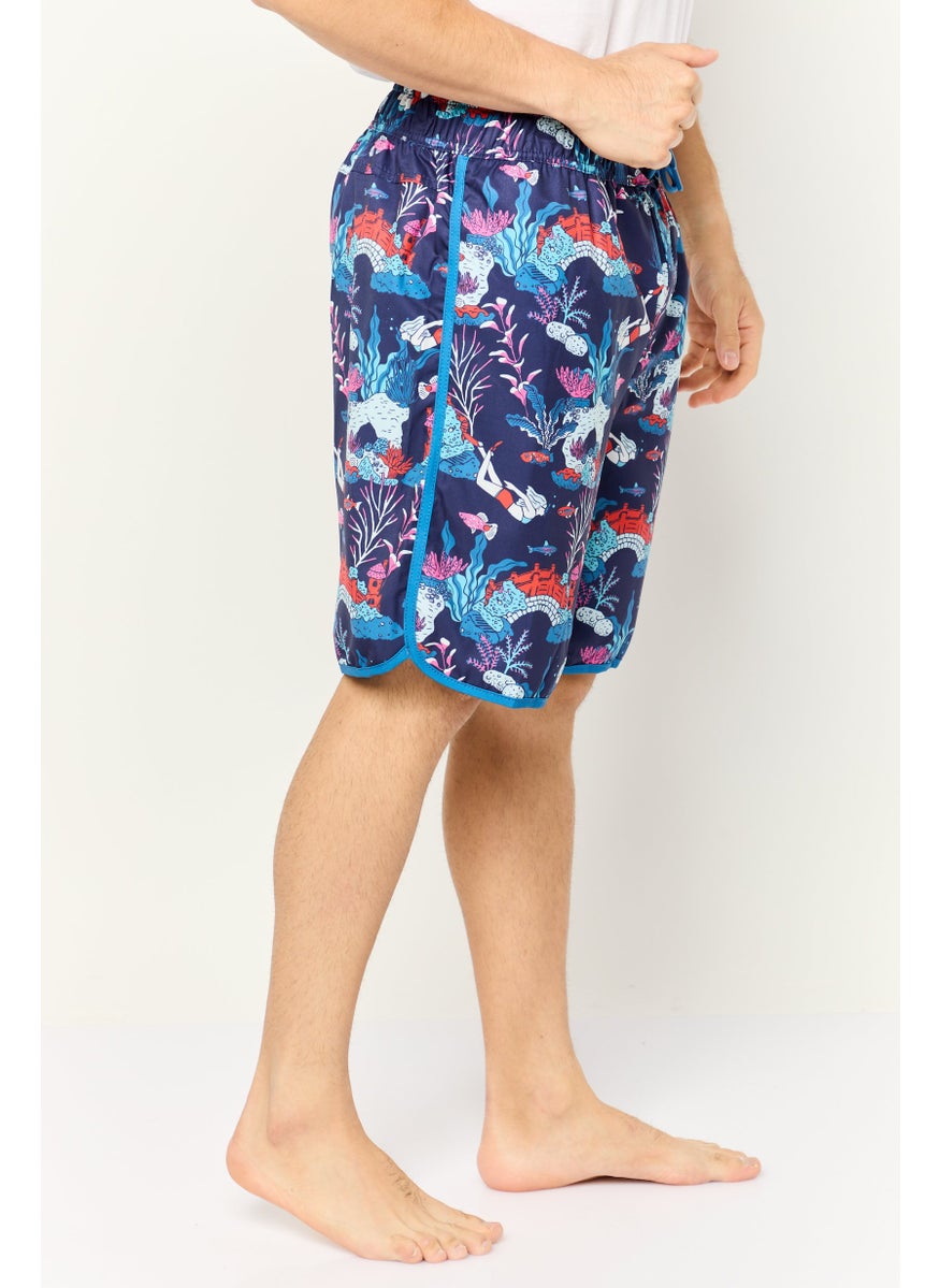 Sovereign Code - Men Allover Print Drawstring Board Shorts, Multicolor - Image 1
