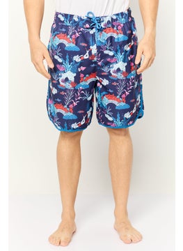 Men Allover Print Drawstring Board Shorts, Multicolor