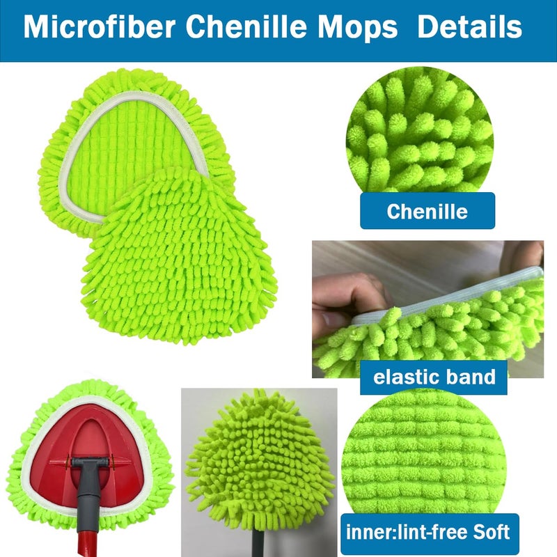 YWSHF Spin Mop Heads Replacements for Ocedar Easywring 1 Tank System 3 Pack Chenille Mop Pad Spin Mop Refill for O Cedar Mop Head Replacement Green - Image 4