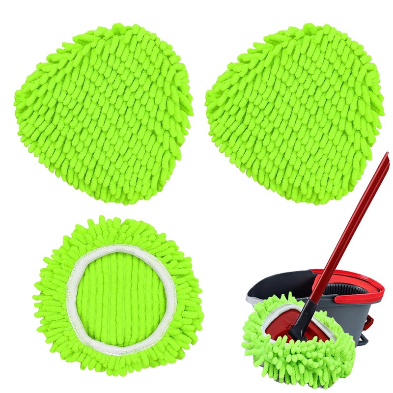 YWSHF Spin Mop Heads Replacements for Ocedar Easywring 1 Tank System 3 Pack Chenille Mop Pad Spin Mop Refill for O Cedar Mop Head Replacement Green - Image 1