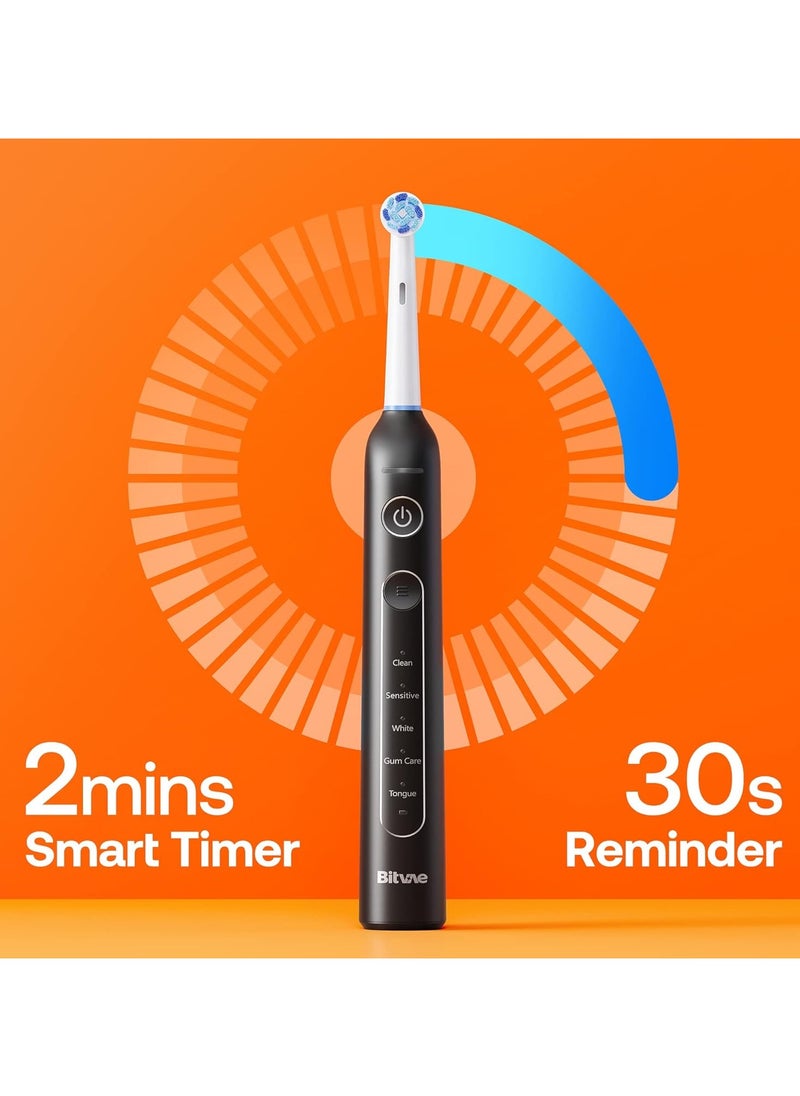 Bitvae - Bitvae R2 Rotating Electric Toothbrush for Adults with 8 Brush Heads, Travel Case, 5 Modes Rechargeable Power Toothbrush with Pressure Sensor, 3 Hours Fast Charge for 30 Days - Image 1