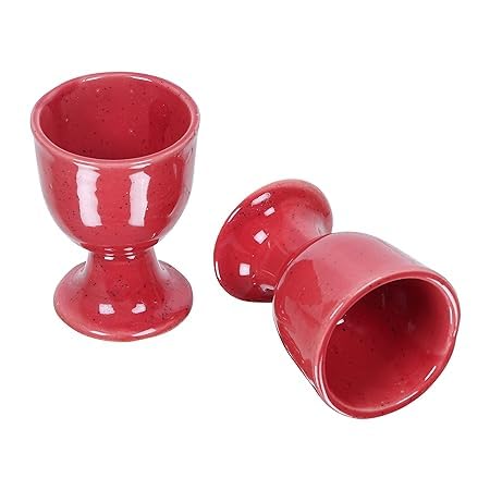 Qimacplus Elevate Your Breakfast Experience Soft Boiled Egg Holder Set Stylish Ceramic Egg Cups Perfect Housewarming Gift Set of 6 (Red Matt) - Image 5