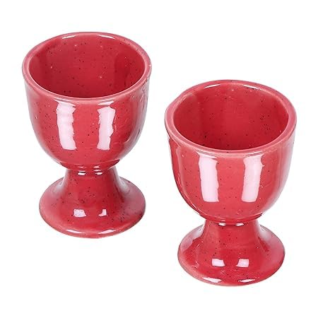 Qimacplus Elevate Your Breakfast Experience Soft Boiled Egg Holder Set Stylish Ceramic Egg Cups Perfect Housewarming Gift Set of 6 (Red Matt) - Image 3