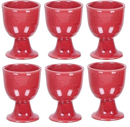 Qimacplus Elevate Your Breakfast Experience Soft Boiled Egg Holder Set Stylish Ceramic Egg Cups Perfect Housewarming Gift Set of 6 (Red Matt) - Image 1