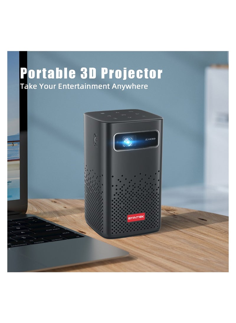 BYINTEK - BYINTEK P20 Upgraded Mini DLP 3D Projector, Battery Powered Portable HD LED Wifi Projector, Supports 1080P 4K, Android 9.0 OS, Wireless Smartphone Display - Image 1