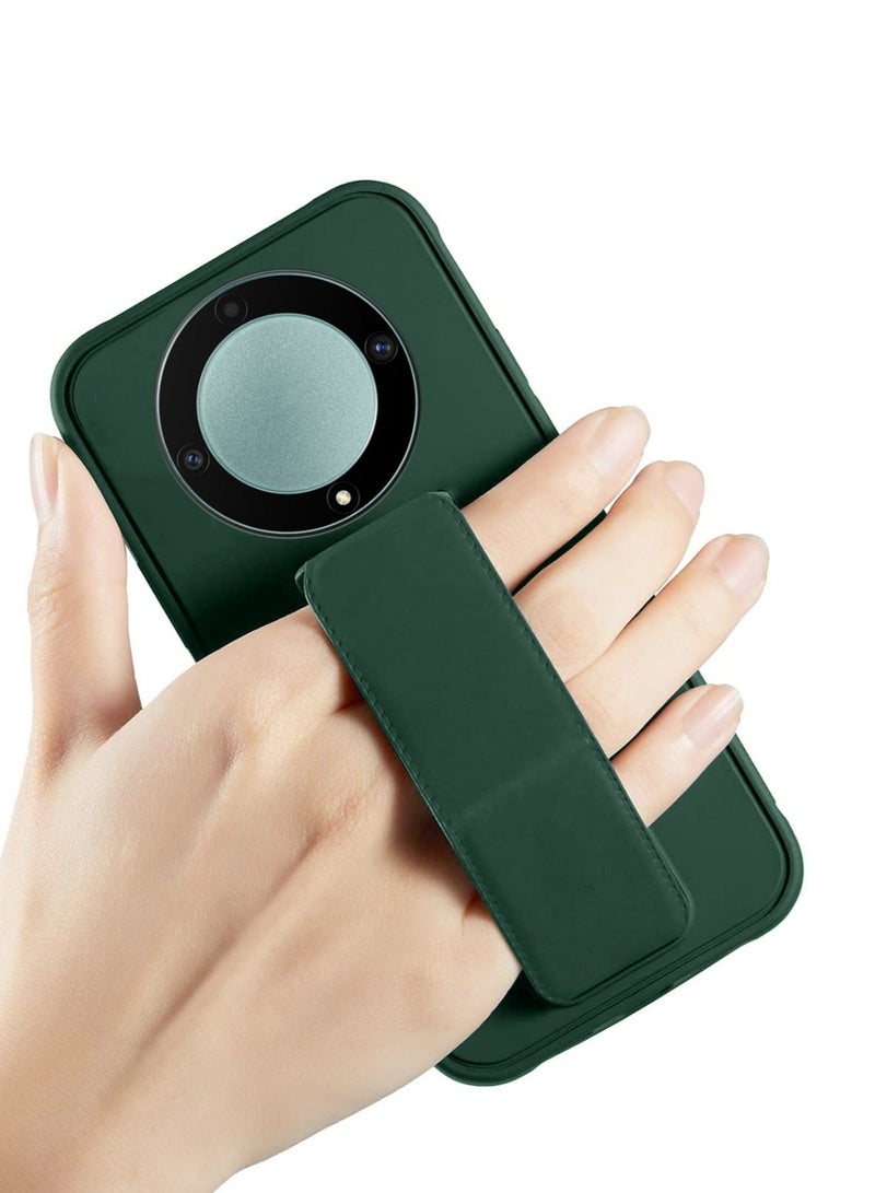 Techie Premium Silicone Magnetic Secure Hand Grip Case Holder with Foldable Kickstand for Honor X9b – Dark Green  - Image 2
