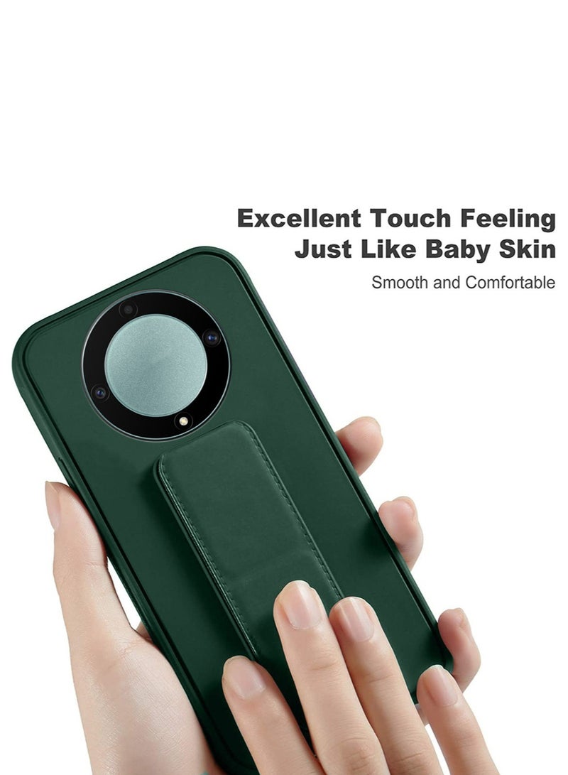 Techie Premium Silicone Magnetic Secure Hand Grip Case Holder with Foldable Kickstand for Honor X9b – Dark Green  - Image 3