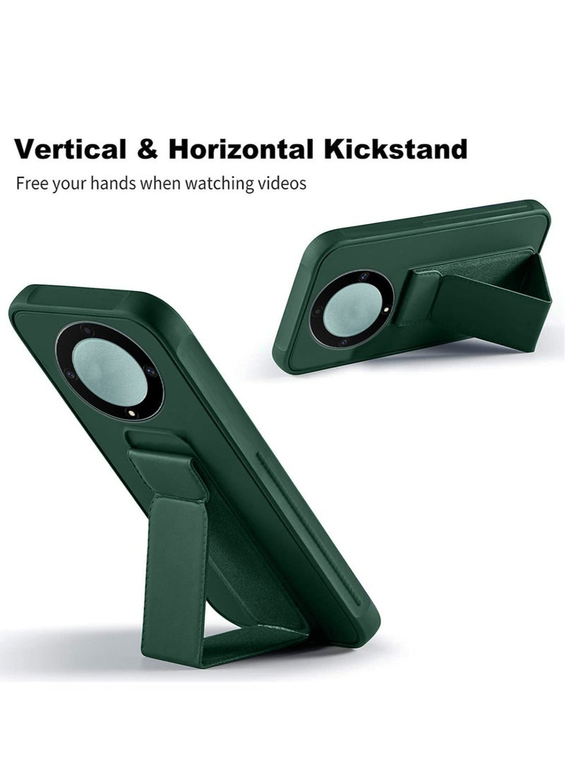 Techie Premium Silicone Magnetic Secure Hand Grip Case Holder with Foldable Kickstand for Honor X9b – Dark Green  - Image 4