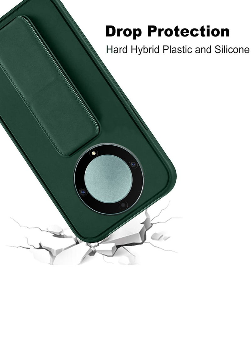 Techie Premium Silicone Magnetic Secure Hand Grip Case Holder with Foldable Kickstand for Honor X9b – Dark Green  - Image 5