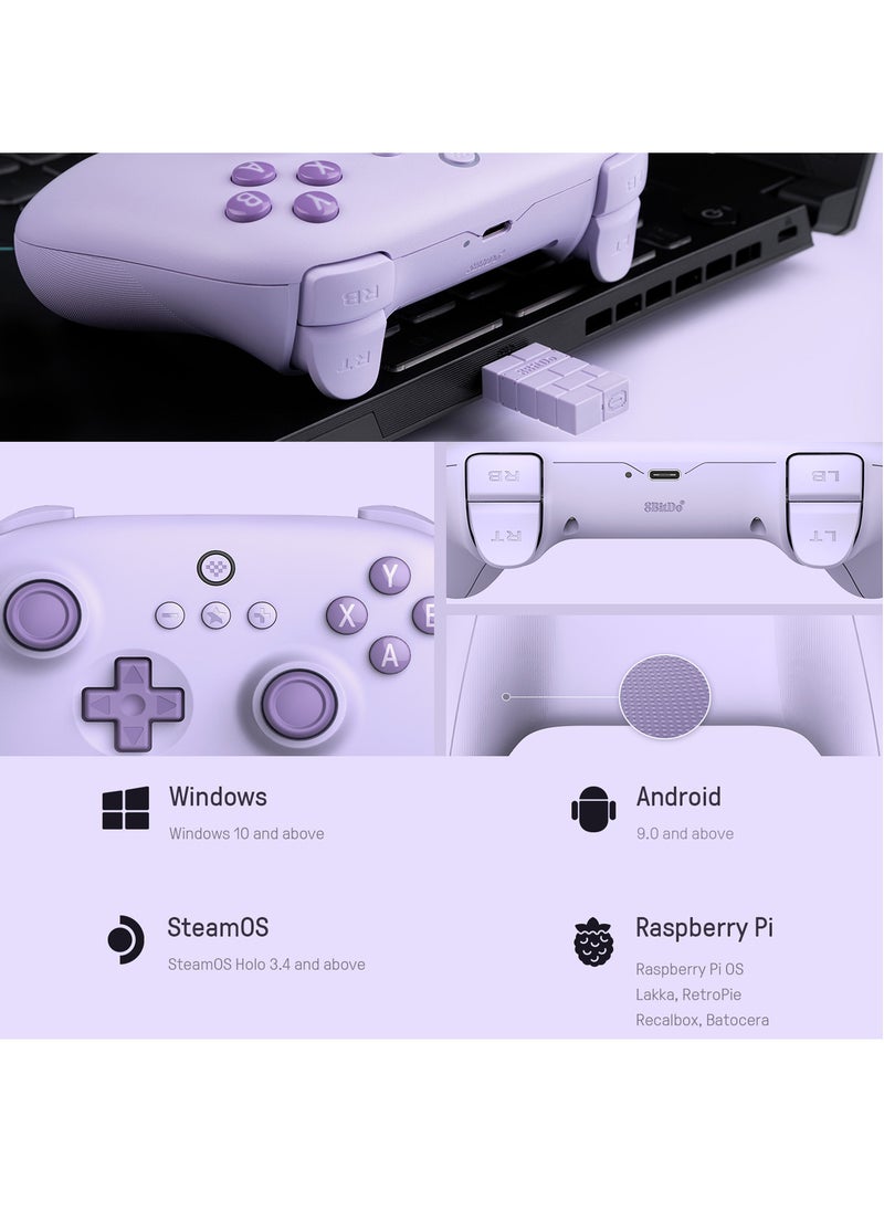 ماركة غير محددة - C 2.4g Wireless Controller for Windows PC, Android, Steam Deck u0026 Raspberry Pi (Lilac Purple) - Image 1