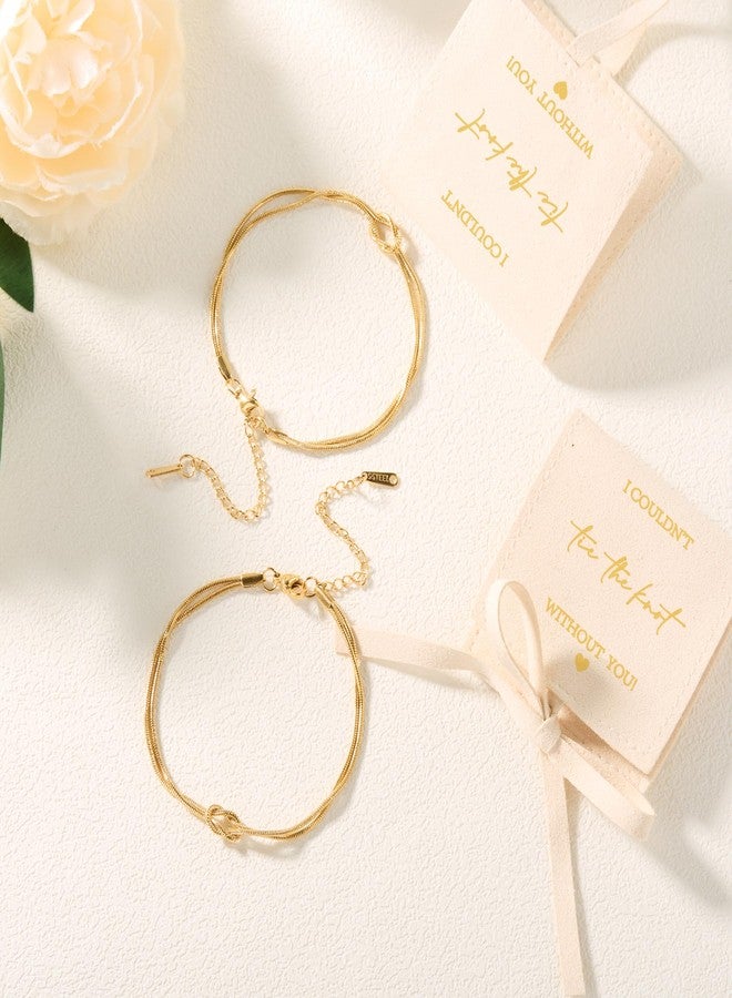 Ohmique 4 Pcs Bridesmaid Proposal Gifts - Bridesmaid GIfts Tie The Knot Bracelet Adjustable Gold Chain, I Couldn’t Tie a Knot Without You Gold Bracelet for Bridal Party Favors Proposal Wedding Gift Sets - Image 3