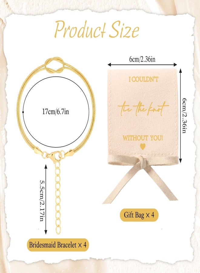 Ohmique 4 Pcs Bridesmaid Proposal Gifts - Bridesmaid GIfts Tie The Knot Bracelet Adjustable Gold Chain, I Couldn’t Tie a Knot Without You Gold Bracelet for Bridal Party Favors Proposal Wedding Gift Sets - Image 2