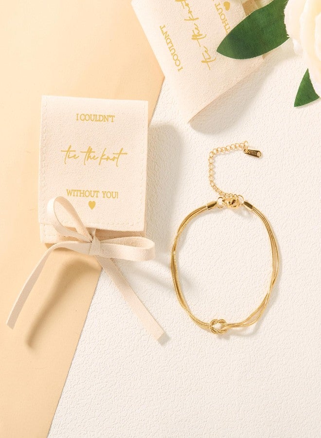 Ohmique 4 Pcs Bridesmaid Proposal Gifts - Bridesmaid GIfts Tie The Knot Bracelet Adjustable Gold Chain, I Couldn’t Tie a Knot Without You Gold Bracelet for Bridal Party Favors Proposal Wedding Gift Sets - Image 4