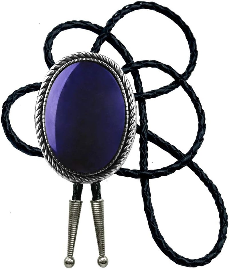 Moranse Bolo Tie With Emerald Blue and Black or More Colors Stone Celtic Style Genuine and Cowhide Rope - Image 1