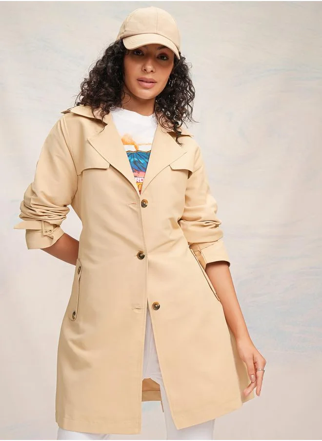 Tokyo Talkies Regular Fit Knee Length Trench Coat