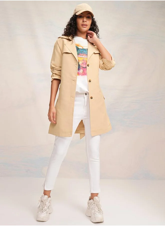 Tokyo Talkies Regular Fit Knee Length Trench Coat