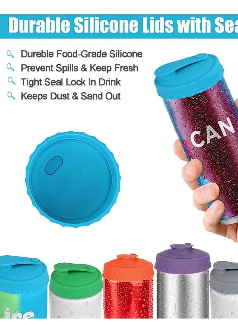 Excefore 6-Pack Reusable Silicone Soda Can Lids, Spill-Proof Can Covers for Standard Size Cans of Soda, Beer, Energy Drinks, Juice, and More, Keeps Beverages Fizzy, Food Grade Can Tops - Image 3