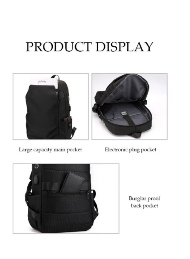 DUNISO Large Capacity Nylon Fabric Shoulders Bag,Waterproof Laptop Backpack With USB Charge Port And headphone Jack Suitable for 15.6-Inch Laptops For Travel,Business,Black - Image 4