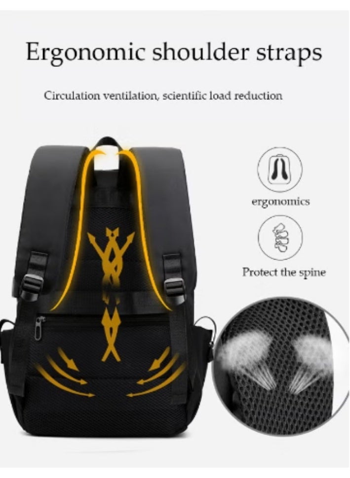 DUNISO Large Capacity Nylon Fabric Shoulders Bag,Waterproof Laptop Backpack With USB Charge Port And headphone Jack Suitable for 15.6-Inch Laptops For Travel,Business,Black - Image 5