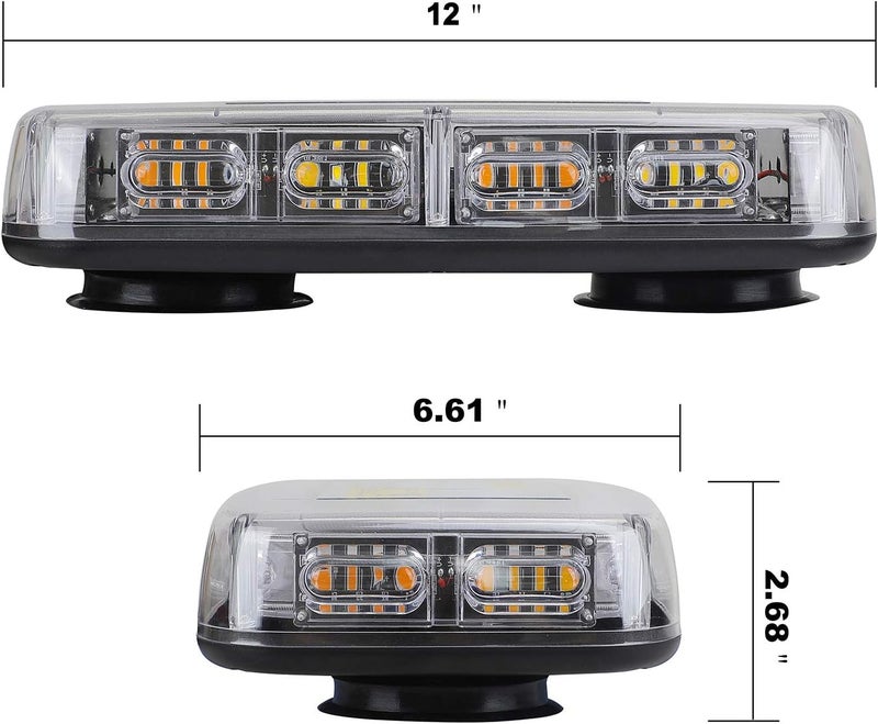 ASPL أضواء ستروب السقف ASPL 48LED - أضواء تحذير طوارئ LED صغيرة عالية الوضوح مع قاعدة مغناطيسية للمركبات 12-24 فولت (أزرق/أبيض) - Image 3